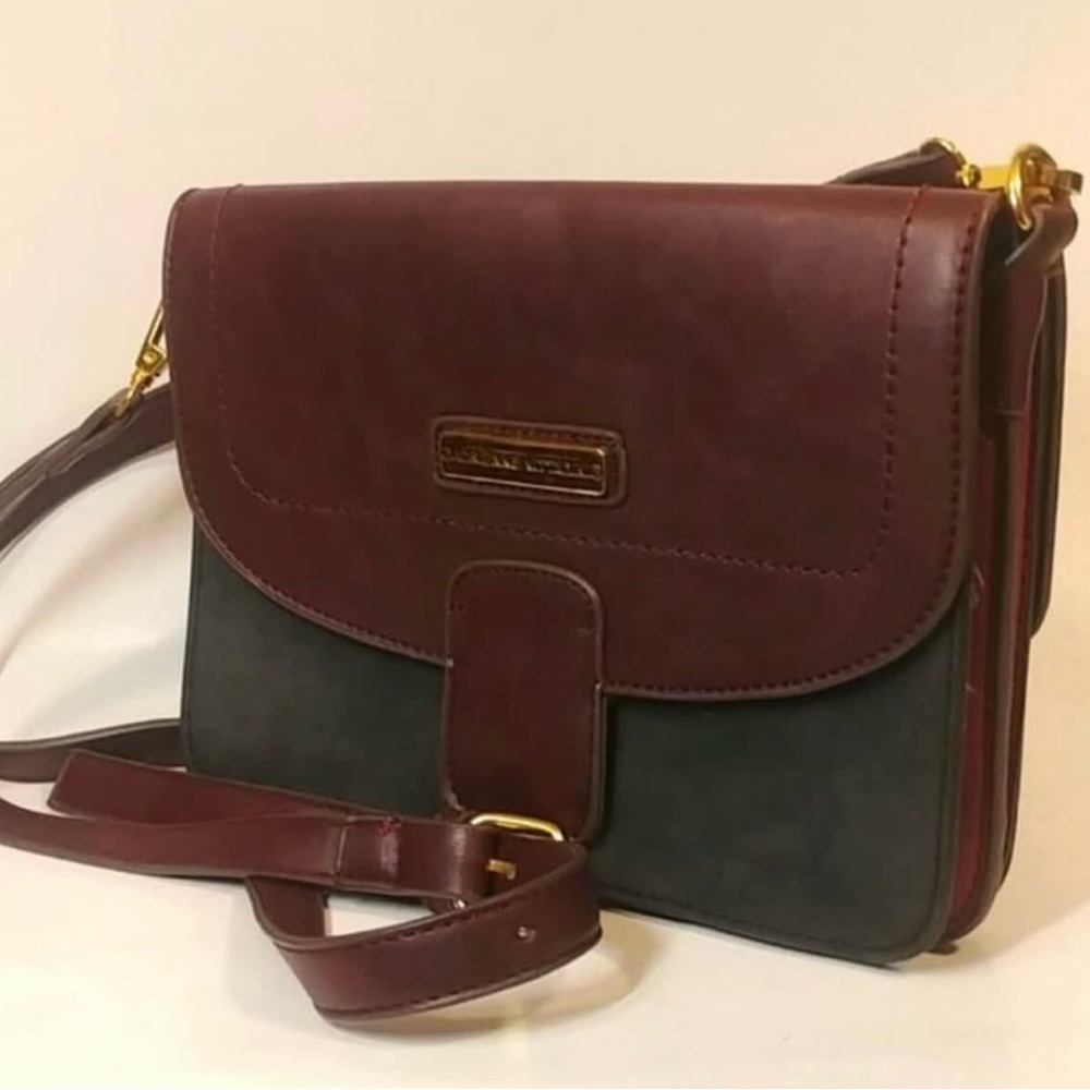 Adrienne Vittadini Burgundy and Black Crossbody Bag